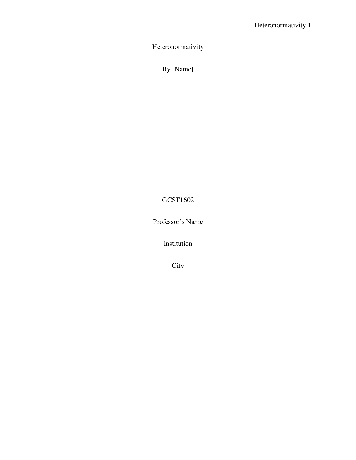 Preview image for 3 page essay: Topic-Heteronormativity